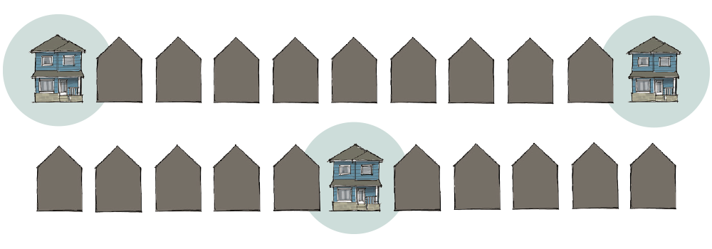 Similar homes spaced apart on street Similar homes spaced apart on street